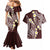 Plumeria With Oxblood Polynesian Tattoo Pattern Couples Matching Mermaid Dress and Hawaiian Shirt