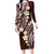 Plumeria With Oxblood Polynesian Tattoo Pattern Family Matching Long Sleeve Bodycon Dress and Hawaiian Shirt