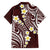 Plumeria With Oxblood Polynesian Tattoo Pattern Family Matching Short Sleeve Bodycon Dress and Hawaiian Shirt