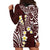 Plumeria With Oxblood Polynesian Tattoo Pattern Hoodie Dress