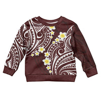 Plumeria With Oxblood Polynesian Tattoo Pattern Kid Ugly Christmas Sweater LT05 Kid Red - Polynesian Pride