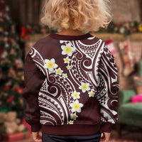Plumeria With Oxblood Polynesian Tattoo Pattern Kid Ugly Christmas Sweater LT05 - Polynesian Pride