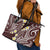 Plumeria With Oxblood Polynesian Tattoo Pattern Leather Tote Bag