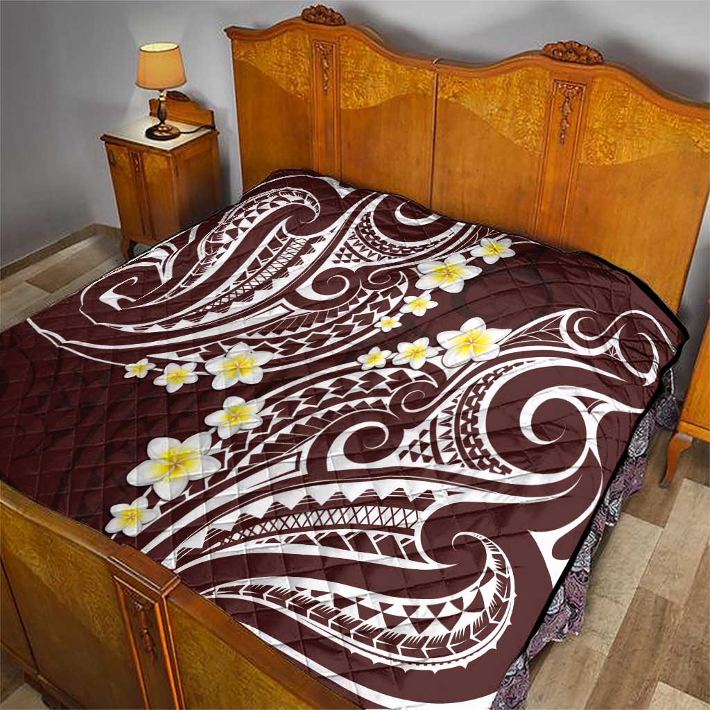 Plumeria With Oxblood Polynesian Tattoo Pattern Quilt LT05 - Polynesian Pride