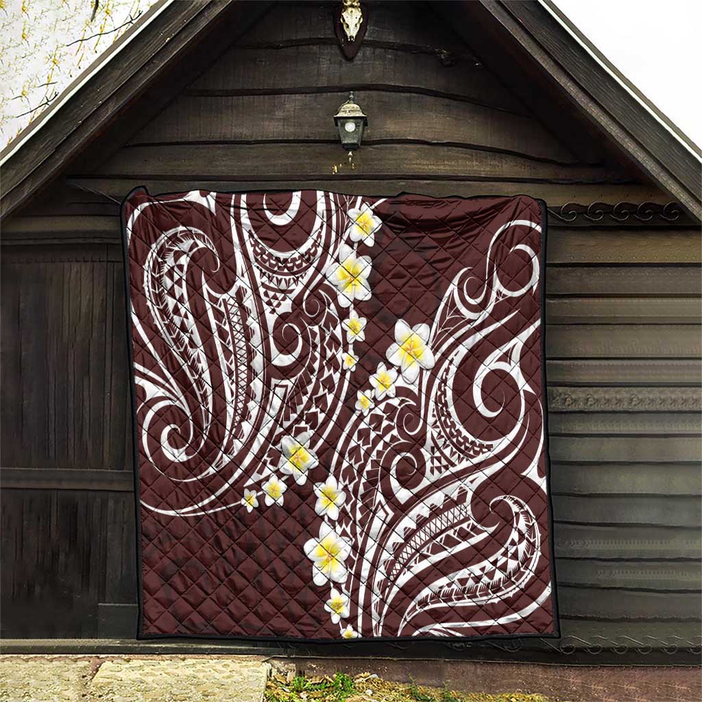 Plumeria With Oxblood Polynesian Tattoo Pattern Quilt LT05 - Polynesian Pride