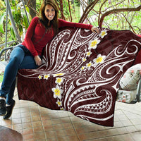 Plumeria With Oxblood Polynesian Tattoo Pattern Quilt LT05 - Polynesian Pride