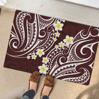 Plumeria With Oxblood Polynesian Tattoo Pattern Rubber Doormat LT05 - Polynesian Pride