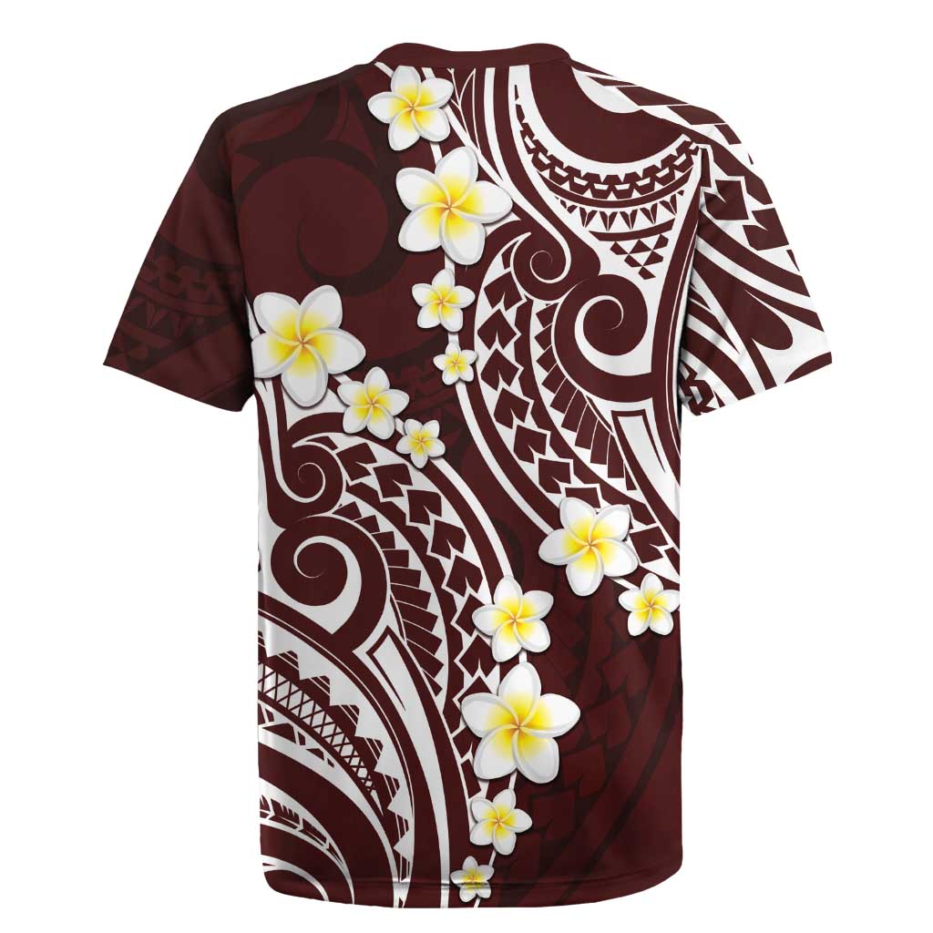 Plumeria With Oxblood Polynesian Tattoo Pattern Rugby Jersey LT05 - Polynesian Pride