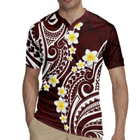 Plumeria With Oxblood Polynesian Tattoo Pattern Rugby Jersey LT05 - Polynesian Pride