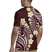 Plumeria With Oxblood Polynesian Tattoo Pattern Rugby Jersey LT05 - Polynesian Pride