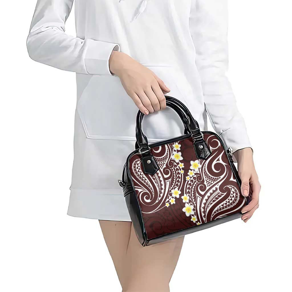 Plumeria With Oxblood Polynesian Tattoo Pattern Shoulder Handbag LT05 - Polynesian Pride