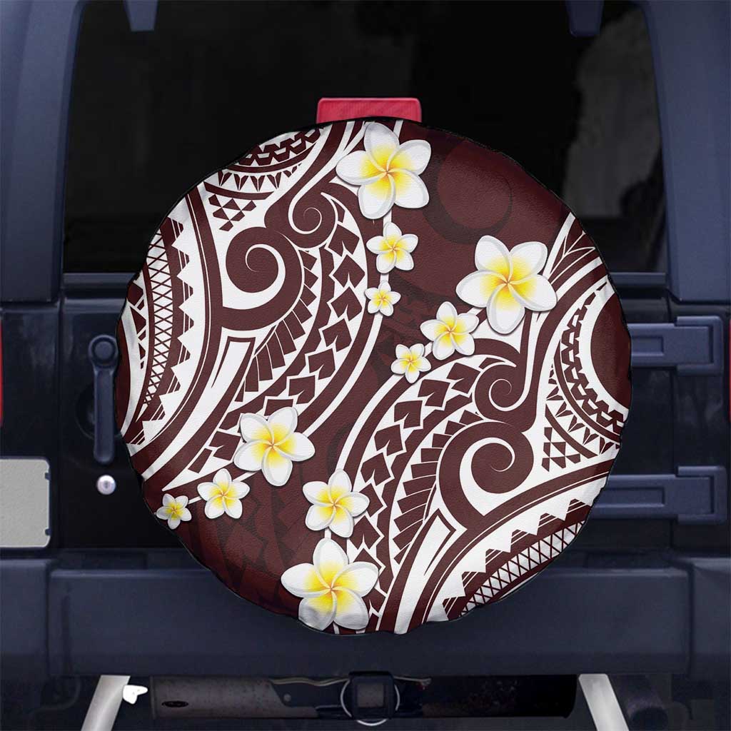 Plumeria With Oxblood Polynesian Tattoo Pattern Spare Tire Cover LT05 - Polynesian Pride