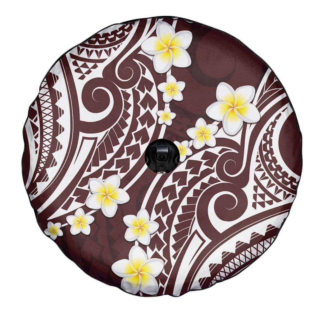 Plumeria With Oxblood Polynesian Tattoo Pattern Spare Tire Cover LT05 - Polynesian Pride