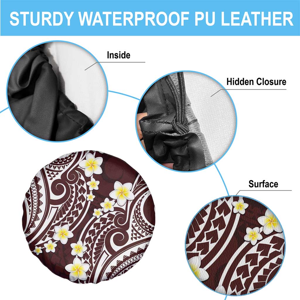 Plumeria With Oxblood Polynesian Tattoo Pattern Spare Tire Cover LT05 - Polynesian Pride