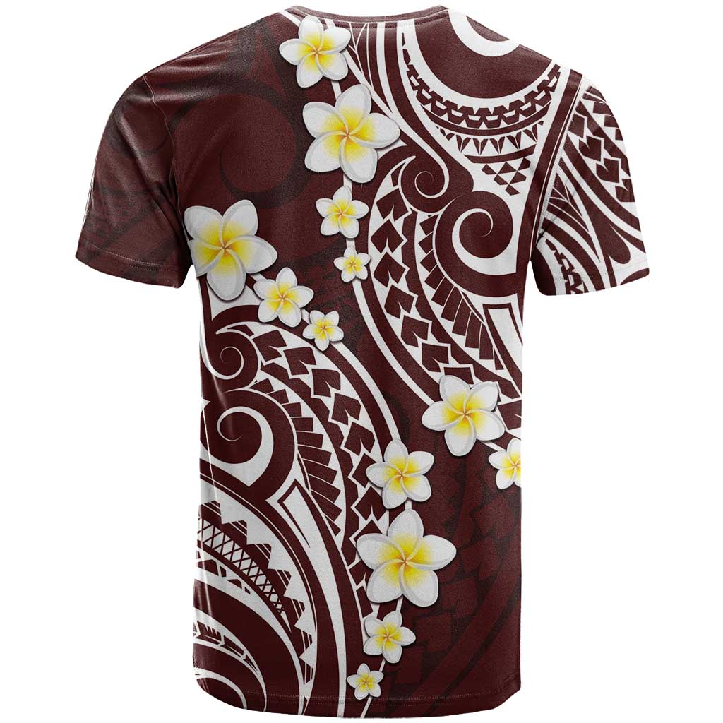 Plumeria With Oxblood Polynesian Tattoo Pattern T Shirt LT05 - Polynesian Pride