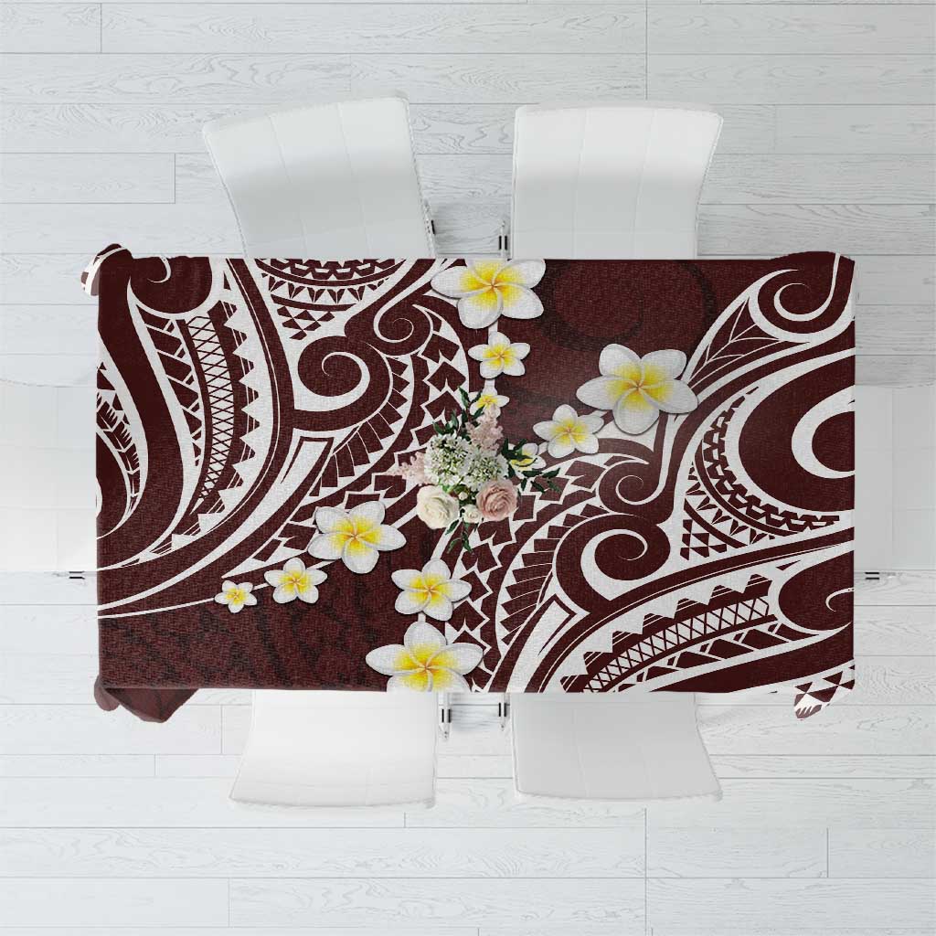 Plumeria With Oxblood Polynesian Tattoo Pattern Tablecloth