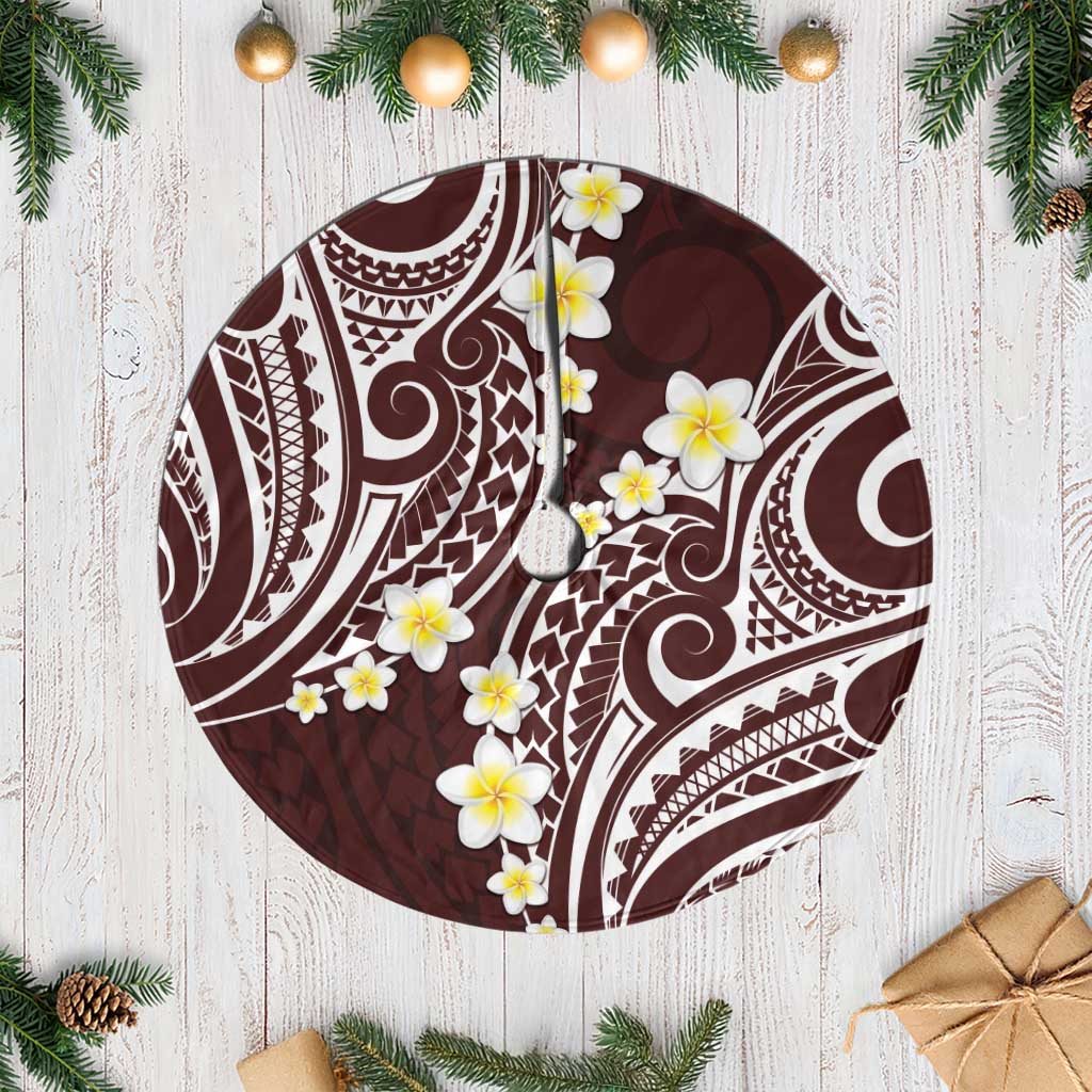 Plumeria With Oxblood Polynesian Tattoo Pattern Tree Skirt LT05 Casual Red - Polynesian Pride