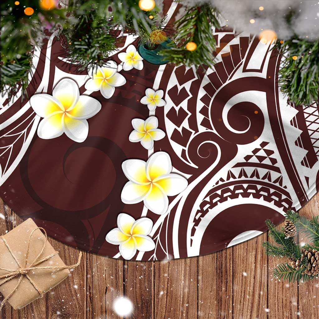 Plumeria With Oxblood Polynesian Tattoo Pattern Tree Skirt LT05 - Polynesian Pride