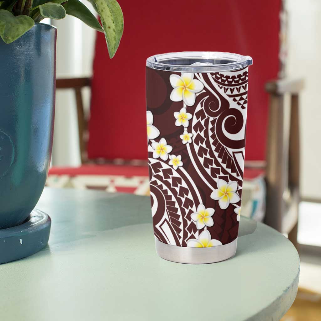 Plumeria With Oxblood Polynesian Tattoo Pattern Tumbler Cup LT05 - Polynesian Pride