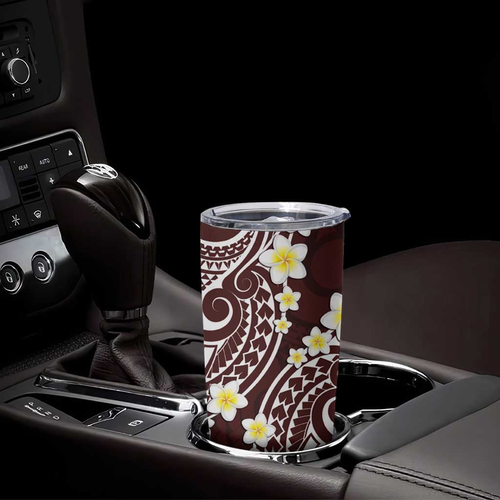 Plumeria With Oxblood Polynesian Tattoo Pattern Tumbler Cup LT05 - Polynesian Pride