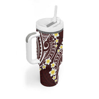 Plumeria With Oxblood Polynesian Tattoo Pattern Tumbler With Handle LT05 - Polynesian Pride