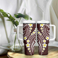 Plumeria With Oxblood Polynesian Tattoo Pattern Tumbler With Handle LT05 - Polynesian Pride