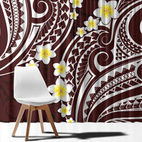 Plumeria With Oxblood Polynesian Tattoo Pattern Window Curtain LT05 - Polynesian Pride