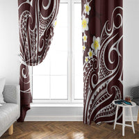 Plumeria With Oxblood Polynesian Tattoo Pattern Window Curtain LT05 - Polynesian Pride