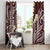 Plumeria With Oxblood Polynesian Tattoo Pattern Window Curtain