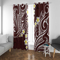 Plumeria With Oxblood Polynesian Tattoo Pattern Window Curtain LT05 With Grommets Red - Polynesian Pride