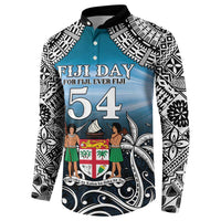 Personalised Happy 54th Fiji Day Button Sweatshirt Forever Fiji With Tapa Tribal Pattern LT05 - Polynesian Pride