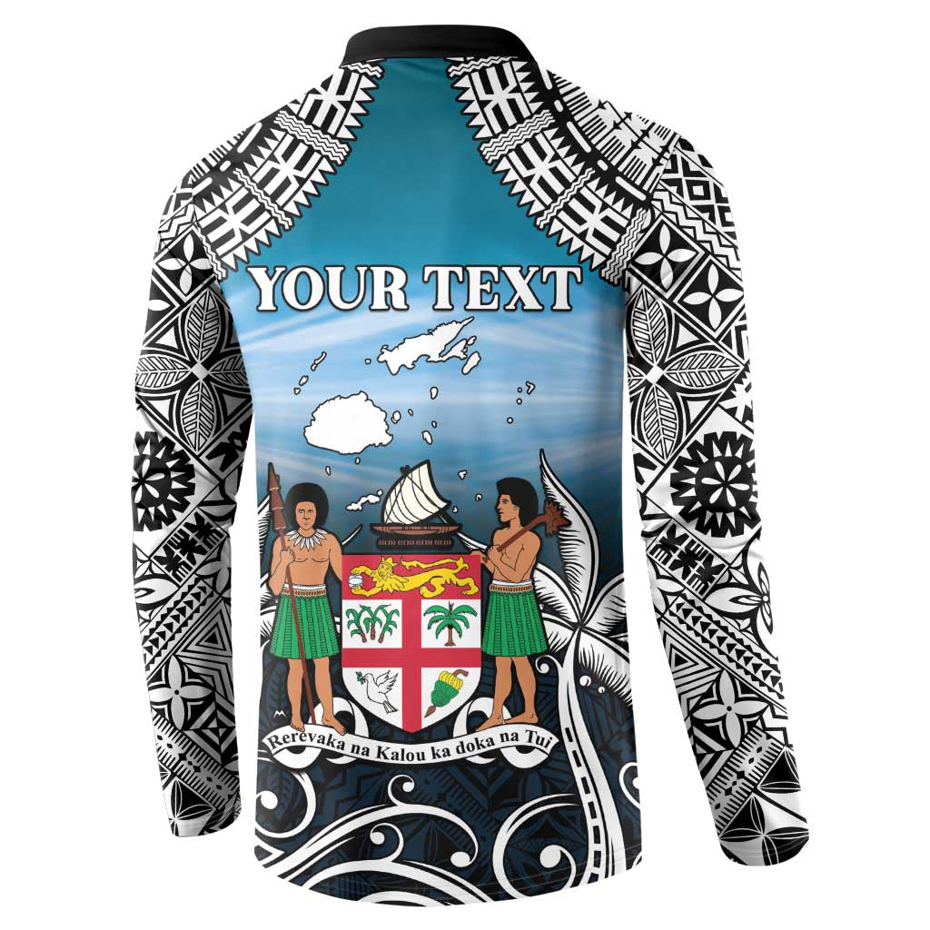 Personalised Happy 54th Fiji Day Button Sweatshirt Forever Fiji With Tapa Tribal Pattern LT05 - Polynesian Pride