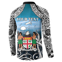 Personalised Happy 54th Fiji Day Button Sweatshirt Forever Fiji With Tapa Tribal Pattern LT05 - Polynesian Pride