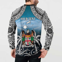 Personalised Happy 54th Fiji Day Button Sweatshirt Forever Fiji With Tapa Tribal Pattern LT05 - Polynesian Pride
