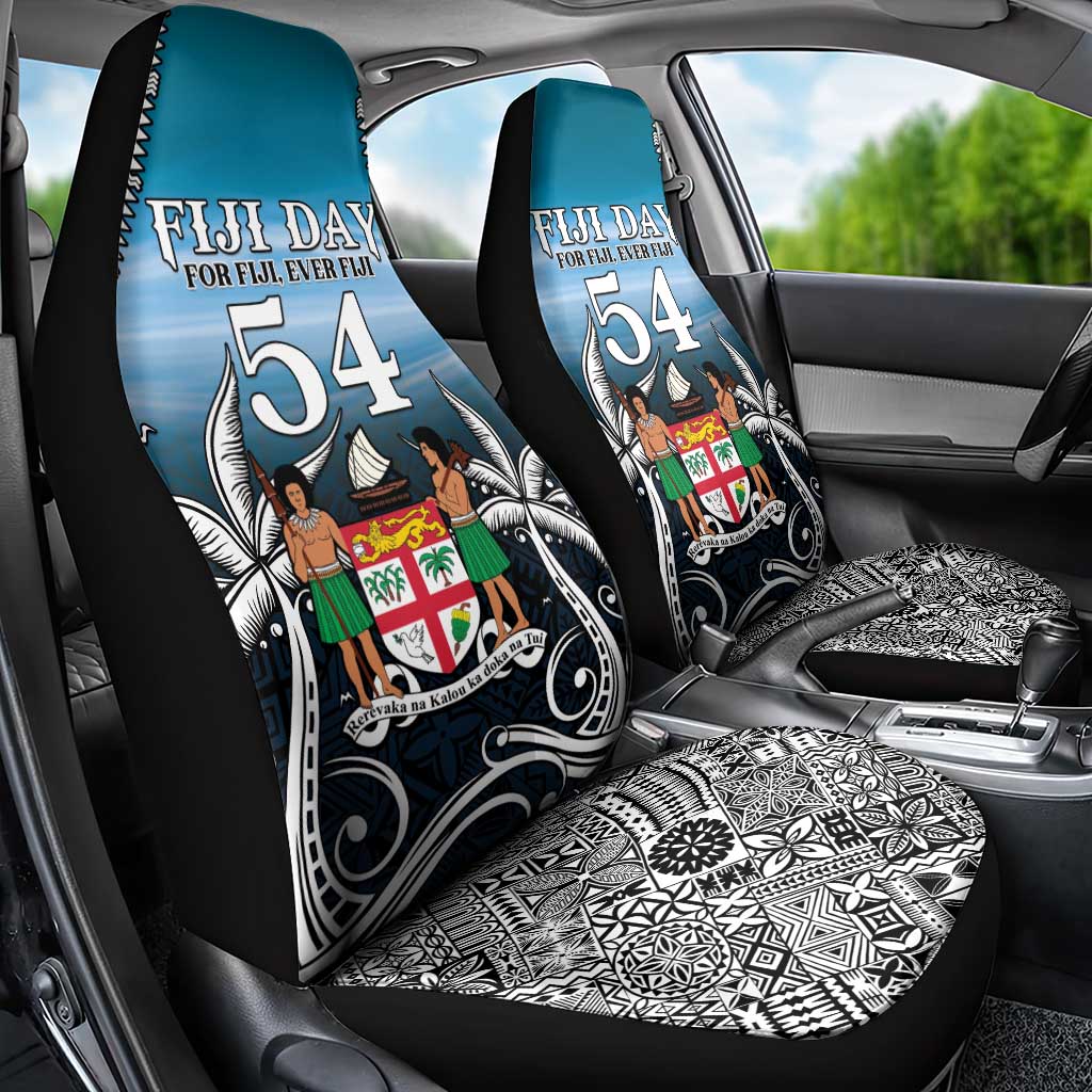 Happy 54th Fiji Day Car Seat Cover Forever Fiji With Tapa Tribal Pattern LT05 - Polynesian Pride