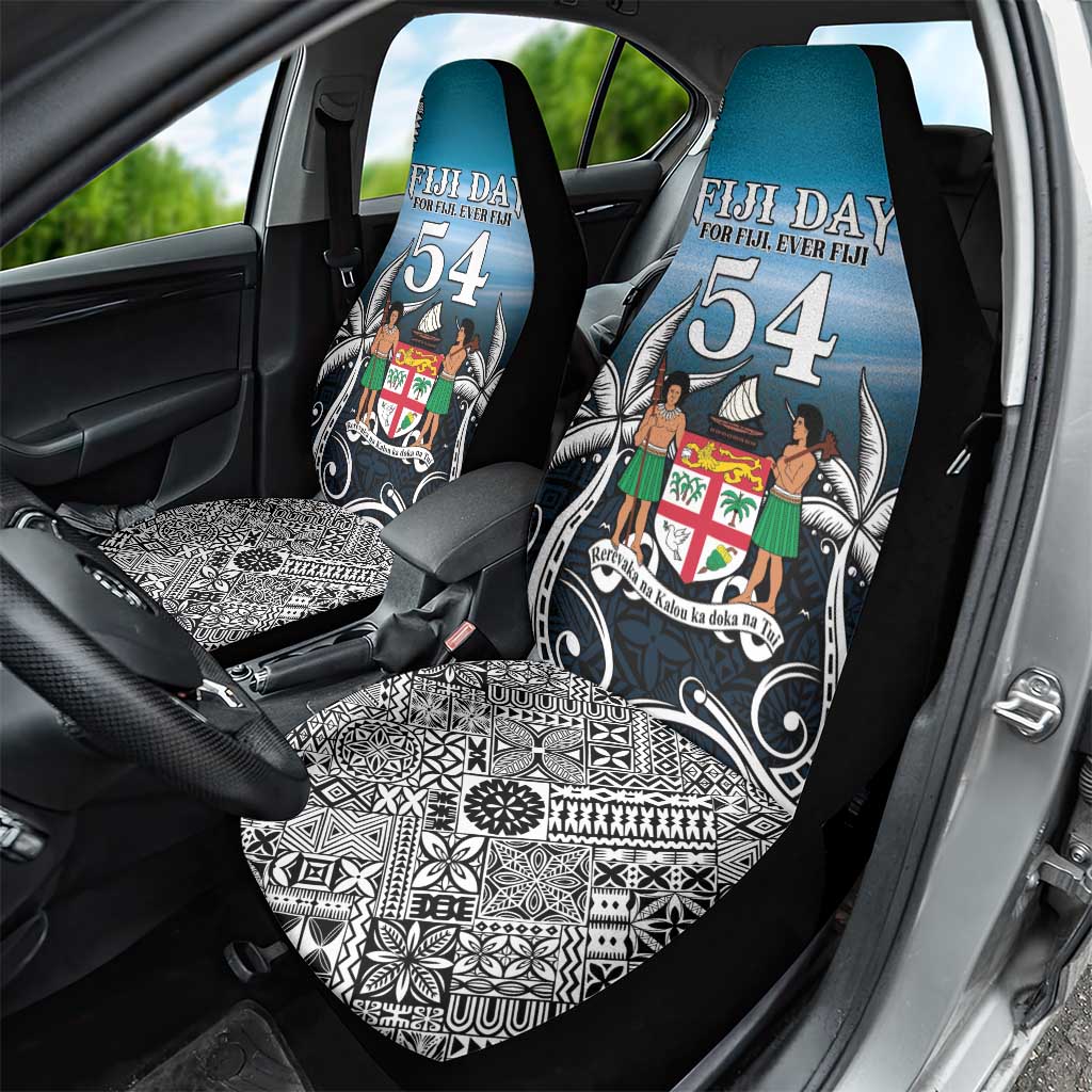 Happy 54th Fiji Day Car Seat Cover Forever Fiji With Tapa Tribal Pattern LT05 - Polynesian Pride