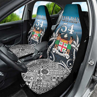 Happy 54th Fiji Day Car Seat Cover Forever Fiji With Tapa Tribal Pattern LT05 - Polynesian Pride