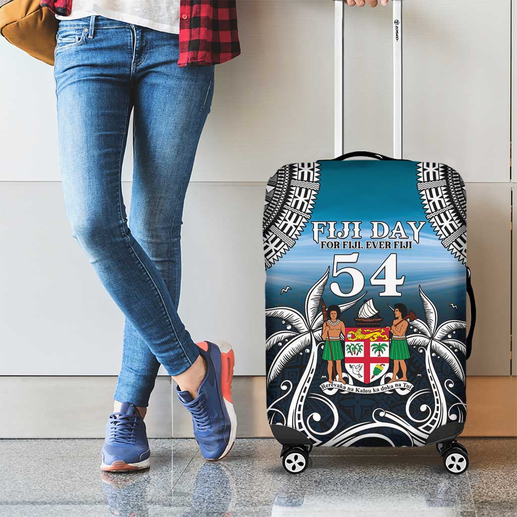 Happy 54th Fiji Day Luggage Cover Forever Fiji With Tapa Tribal Pattern LT05 - Polynesian Pride