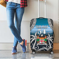 Happy 54th Fiji Day Luggage Cover Forever Fiji With Tapa Tribal Pattern LT05 - Polynesian Pride
