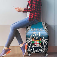 Happy 54th Fiji Day Luggage Cover Forever Fiji With Tapa Tribal Pattern LT05 - Polynesian Pride