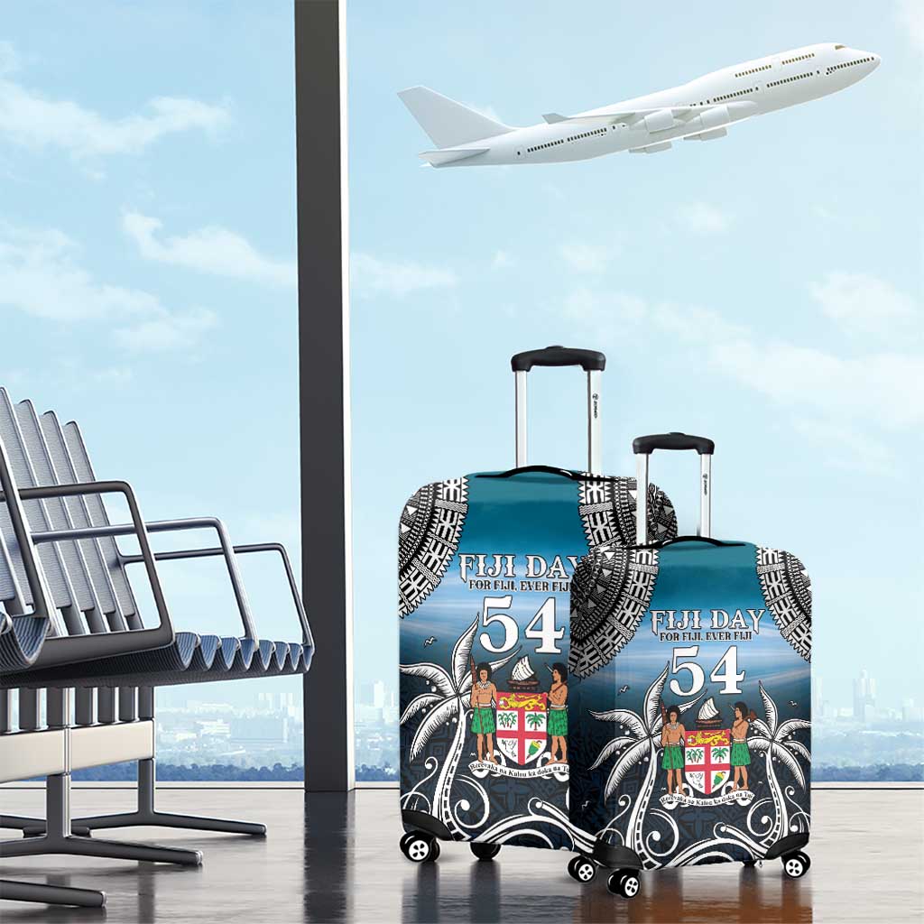 Happy 54th Fiji Day Luggage Cover Forever Fiji With Tapa Tribal Pattern LT05 - Polynesian Pride