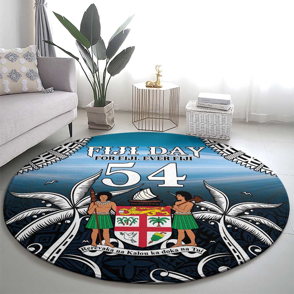 Happy 54th Fiji Day Round Carpet Forever Fiji With Tapa Tribal Pattern LT05 - Polynesian Pride