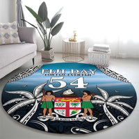 Happy 54th Fiji Day Round Carpet Forever Fiji With Tapa Tribal Pattern LT05 - Polynesian Pride