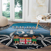 Happy 54th Fiji Day Round Carpet Forever Fiji With Tapa Tribal Pattern LT05 - Polynesian Pride