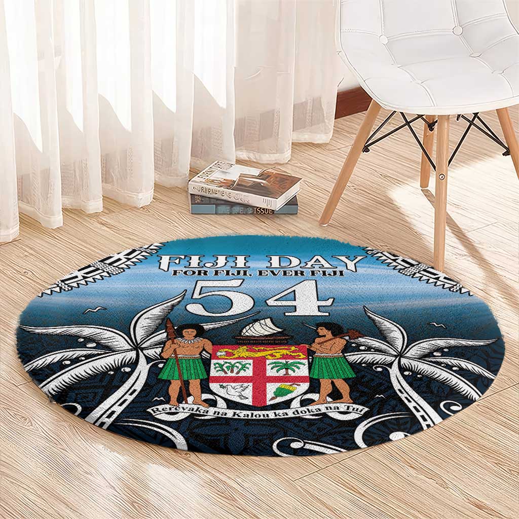 Happy 54th Fiji Day Round Carpet Forever Fiji With Tapa Tribal Pattern LT05 - Polynesian Pride