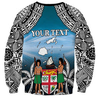 Personalised Happy 54th Fiji Day Sweatshirt Forever Fiji With Tapa Tribal Pattern LT05 - Polynesian Pride