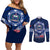 Samoa Rugby Couples Matching Off Shoulder Short Dress and Long Sleeve Button Shirts World Cup 2023 Coat Of Arms With Polynesian Pattern LT05 Blue - Polynesian Pride