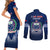 Samoa Rugby Couples Matching Short Sleeve Bodycon Dress and Long Sleeve Button Shirts World Cup 2023 Coat Of Arms With Polynesian Pattern LT05 - Polynesian Pride