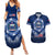 Samoa Rugby Couples Matching Summer Maxi Dress and Hawaiian Shirt World Cup 2023 Coat Of Arms With Polynesian Pattern LT05 Blue - Polynesian Pride