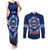 Samoa Rugby Couples Matching Tank Maxi Dress and Long Sleeve Button Shirts World Cup 2023 Coat Of Arms With Polynesian Pattern LT05 Blue - Polynesian Pride